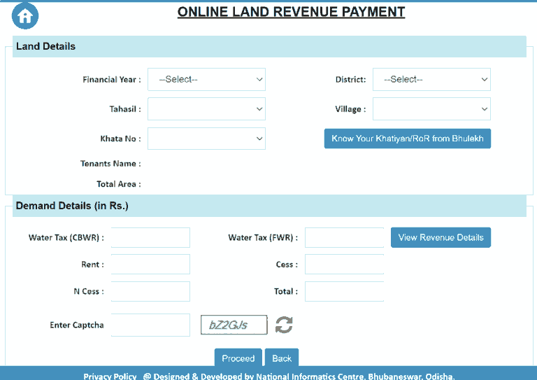 Land Revenue Payment on Bhulekh Odisha 